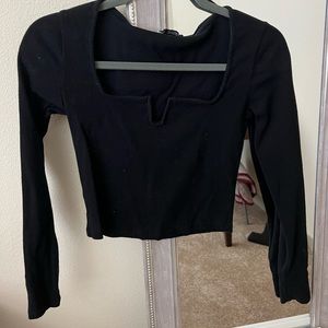 ZARA square neck long sleeve crop top